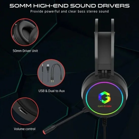 Gameon Got200A Thunderstrike Rgb Gaming Headset - Black